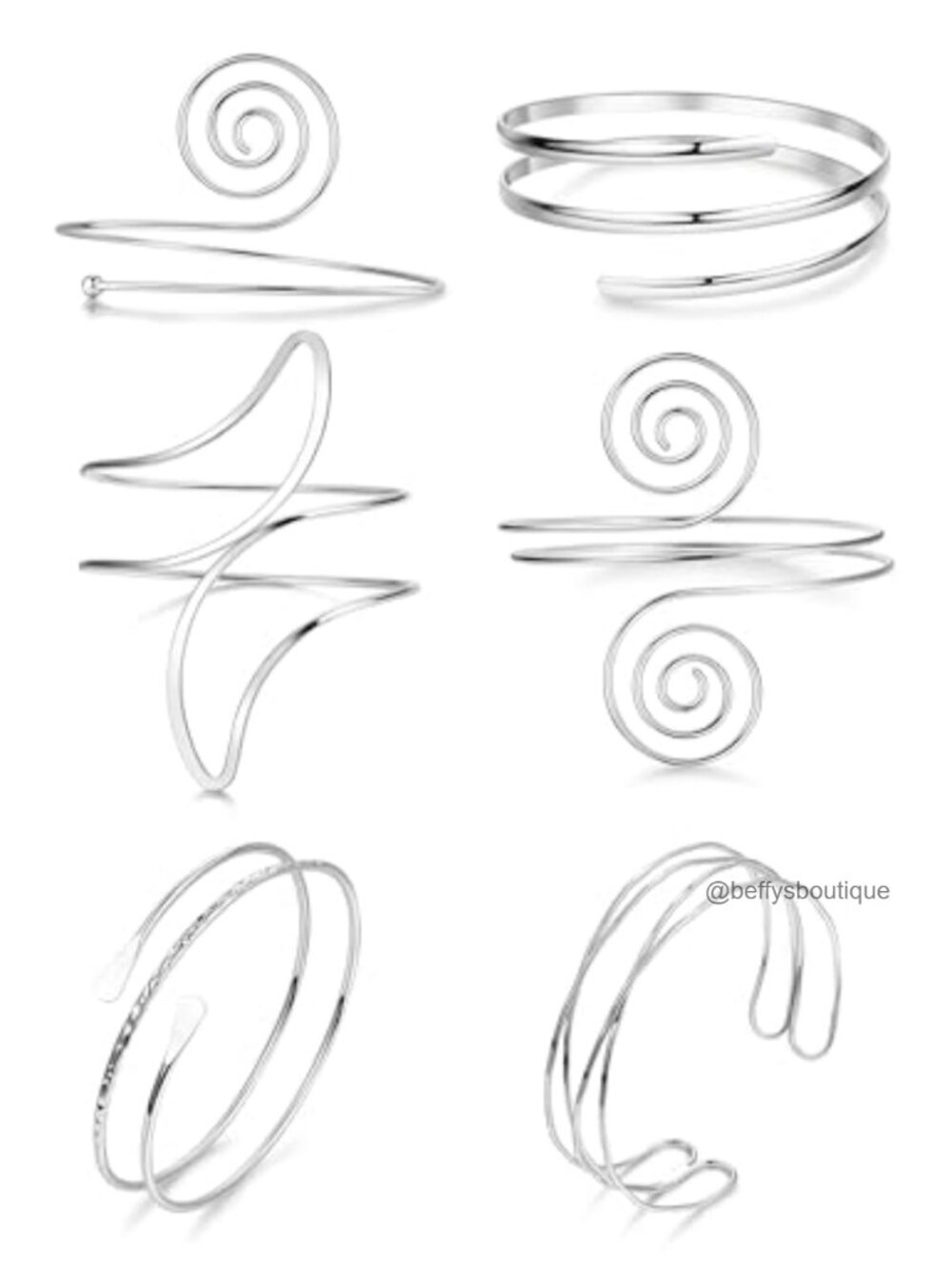 6Pc Gold Arm Cuff Set Open Coil Leaf Upper Armband Jewelry Adjustable